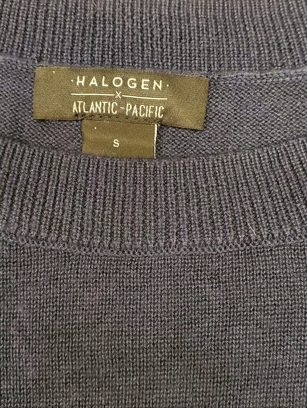 Halogen x Atlantic-Pacific NYC Stripe Sweater Navy Multicolor Size Small - Picture 2 of 5